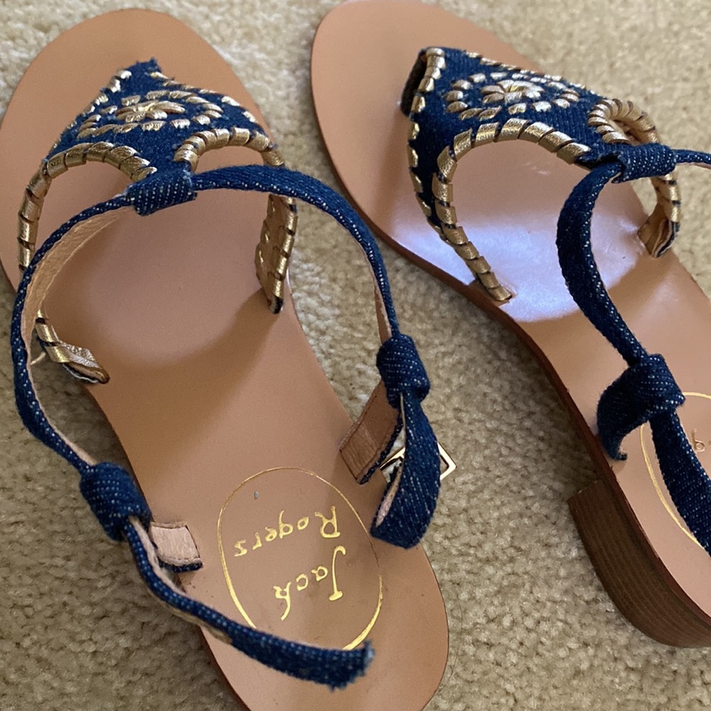 Jack Rogers denim and gold low heeled sandal, 6 - Picture 10 of 10